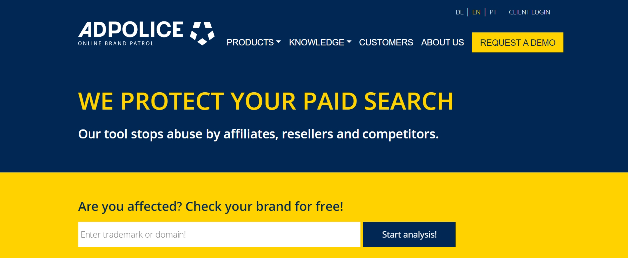screenshot of AdPolice BrandProtect